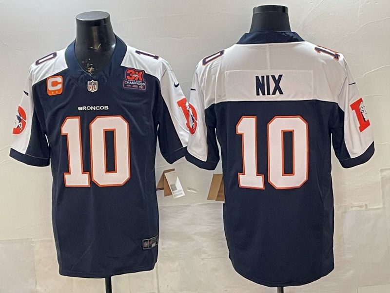 Men 2026 Denver Broncos #10 Nix blue white three generations Nike Limited NFL Jersey style 003